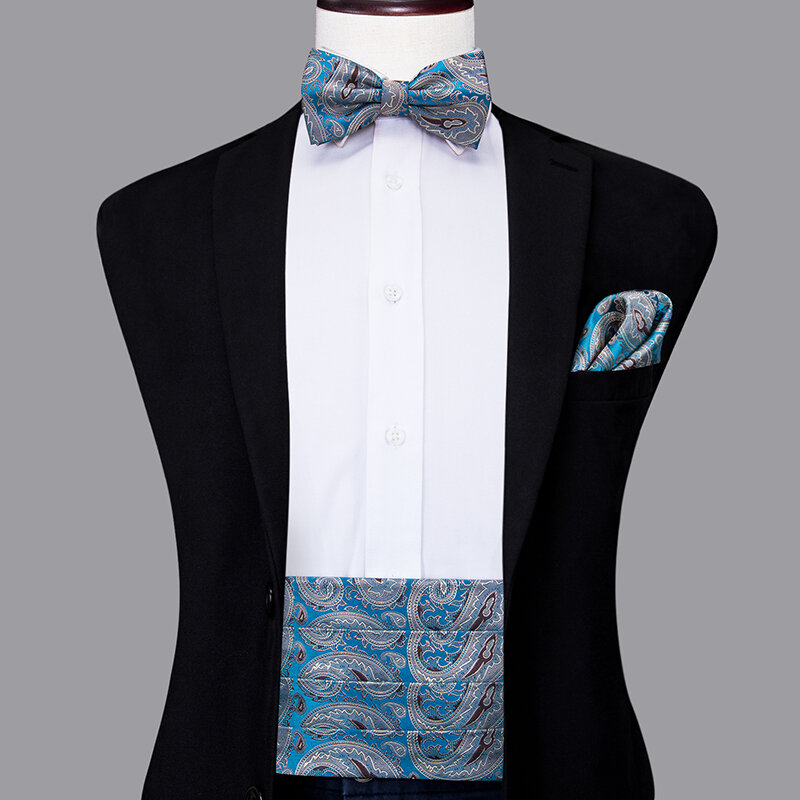 Cintura da uomo Vintage Hi-Tie con cinturino da uomo abito da smoking moda floreale Paisley Gentleman pantaloni cintura in seta elastica di alta qualità