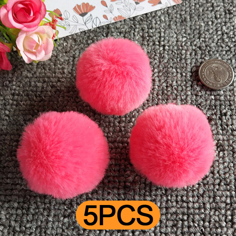 5pcs 4/5cm Fluffy Plush Crafts DIY Pom Pom Fur Ball Furball Sewing Supplies For Hat Craft Making Accessory
