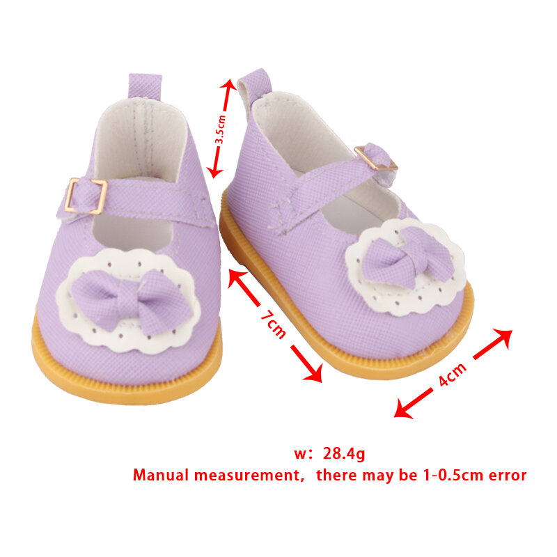 7cm buty dla lalek Fit 18 Cal amerykańska lalka śliczne skórzane buty łuk buty dla 43cm noworodki i OG, rosja dziewczyna lalka akcesoria zabawka