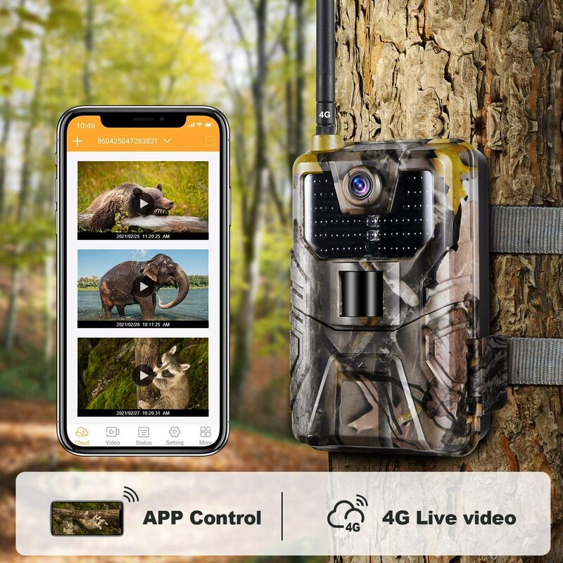 4 18k/2 18kライブビデオアプリトレイルカメラクラウドサービス4グラム携帯30MPライブストリームメディア狩猟カメラナイトビジョンHC900PRO