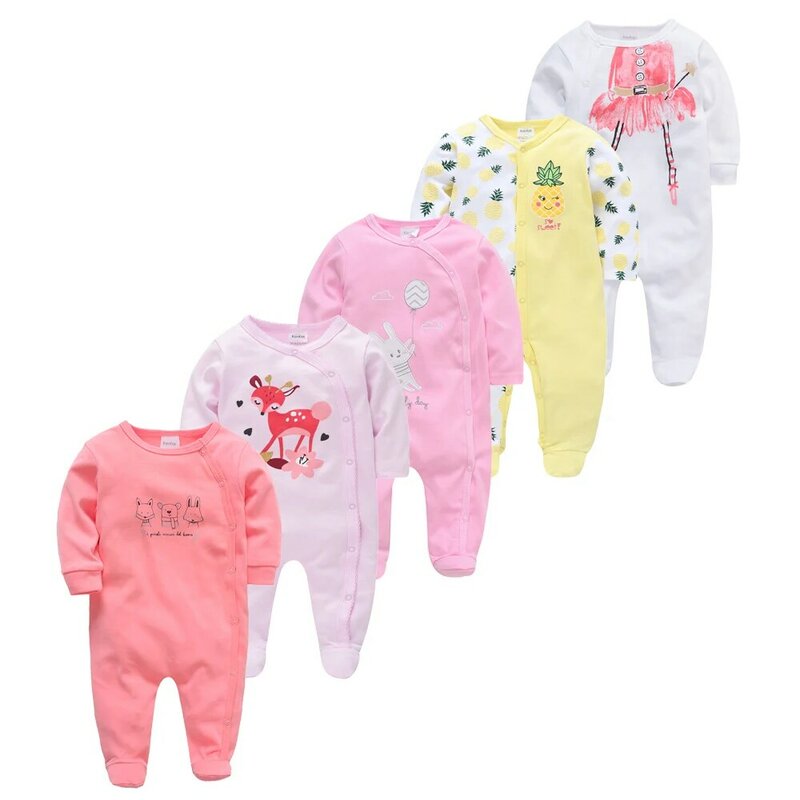 Pijamas de algodón transpirable para bebé, de 5 uds., pijamas de niña recién nacida, ropa de bebé, camisón de bebé para recién nacidos, ropa para dormir para bebé