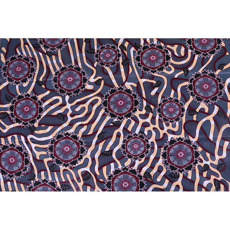 2019 New Fashion African grey Flowers Print Fabric 100% Cotton pagnes african real wax 6yard