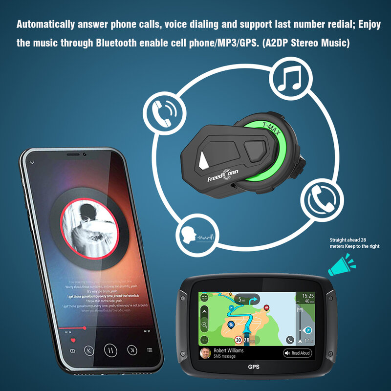 FreedConn-Oreillette Bluetooth étanche pour casque de moto, casque de musique, écouteur 2 en 1, interphone FM pour vélo de course, casque de sauna, T MAX M, 5.0