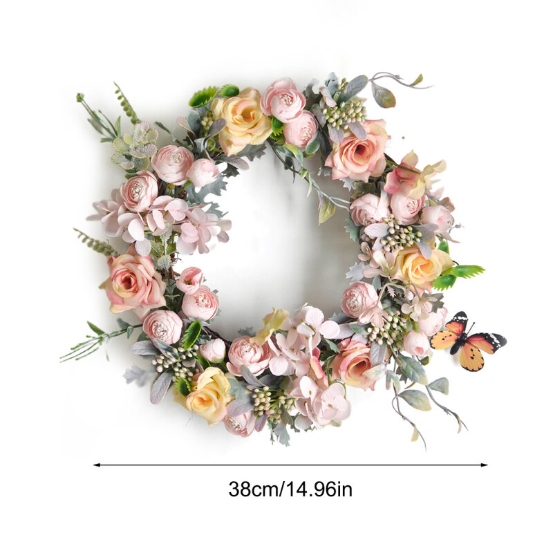 38cm Artificial Rose Leaves Garland Plastic Fake Hanging Wreaths Birthday Home Party Supply Wall Floral Decoration