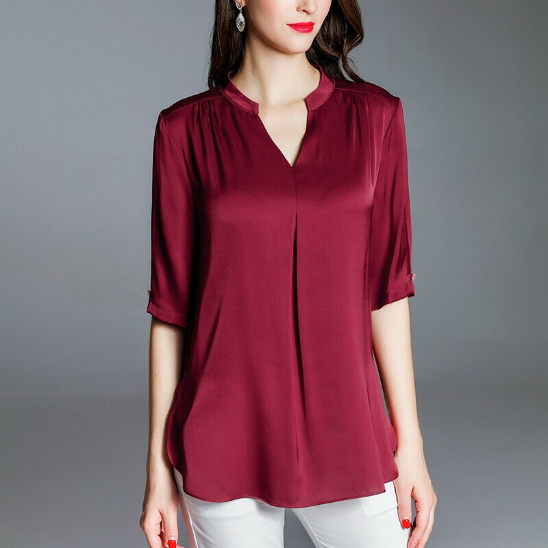 Летняя Удобная Брендовая женская блузка, новая модная повседневная однотонная женская рубашка, облегающая женская Повседневная шифоновая блузка, топы