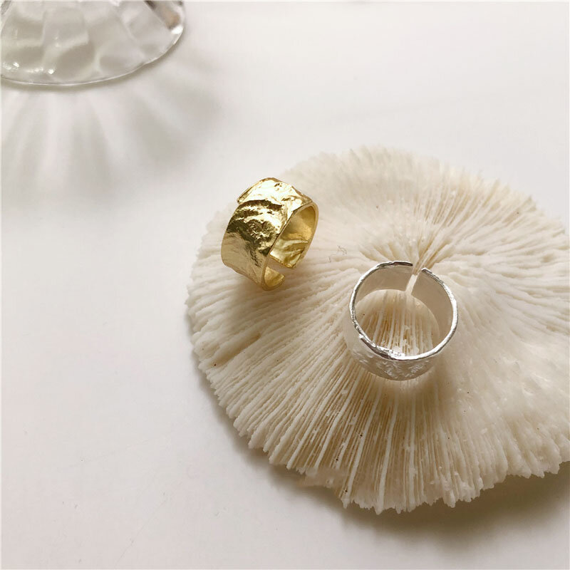 ANENJERY الفضة اللون هندسية المفتوحة خواتم للنساء الرجال الذهب الفضة الفرنسية الإناث خواتم الاصبع مجوهرات 2022