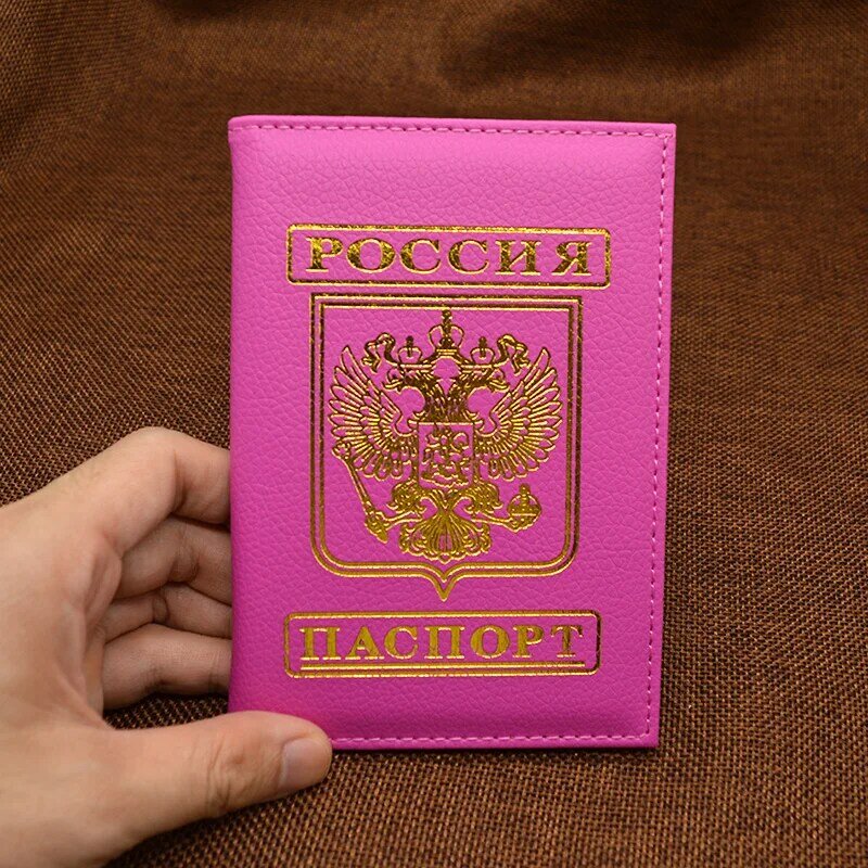 Couverture de Passeport Rose pour Femme, Étui de Voyage en Russie, Mignon, à la Mode, en Cuir PU Souple