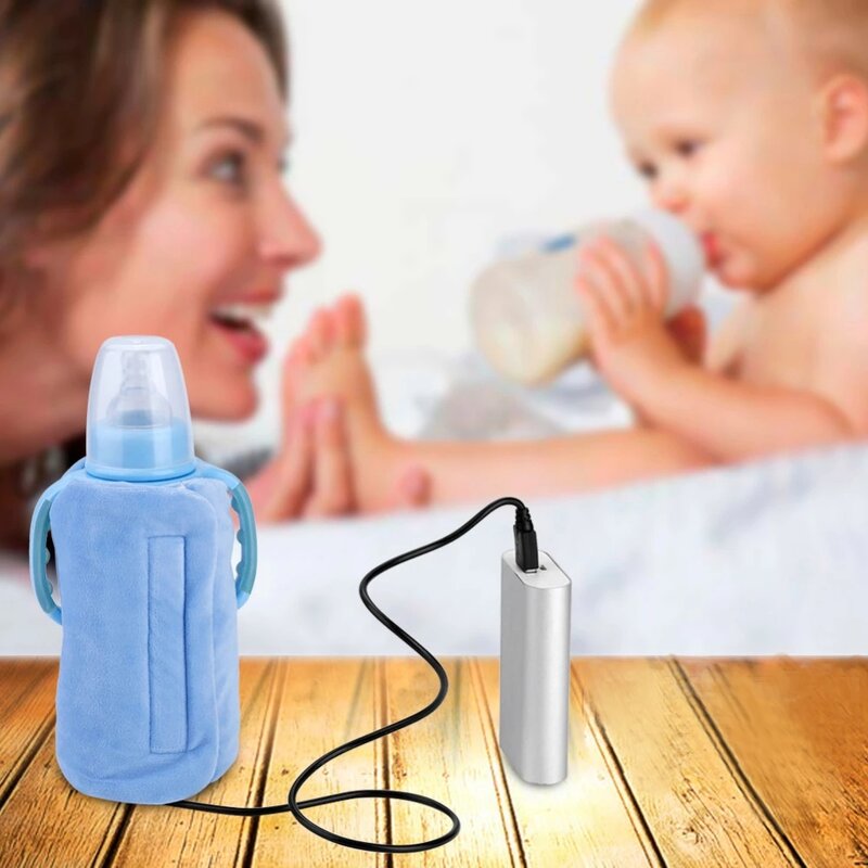 Nieuwe Usb Flessenwarmer Draagbare Reizen Melk Warmer Baby Zuigfles Verwarmde Deksel Isolatie Thermostaat Voedsel Heater