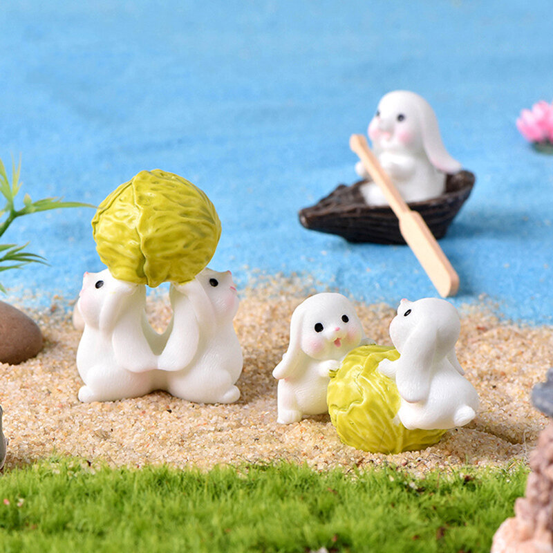 มินิเรซิ่น Fairy Garden เครื่องประดับ Mini กระต่ายกระรอกไดโนเสาร์ Lake กะหล่ำปลี Figurines DIY Craft Pot Aquarium ตกแต่งตุ๊กตา