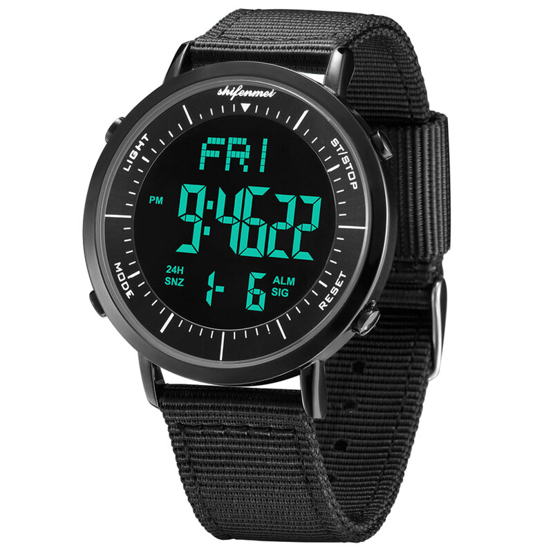 Shifenmei 남자 디지털 시계 전자 시계 LED 크로노 그래프 럭셔리 스포츠 군사 시계 방수 손목 시계 erkek 콜 saati