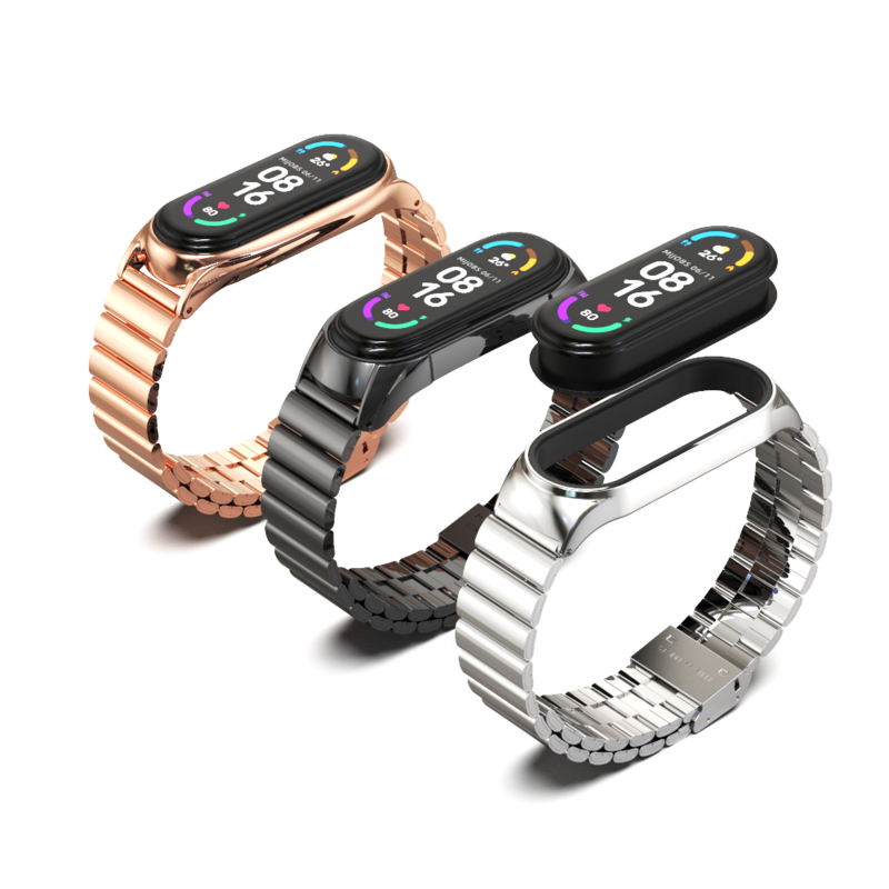 Bracelet en acier inoxydable pour Xiaomi Mi Band, bracelets en métal, bracelet, 8, 7, 6, 5, 4, 3