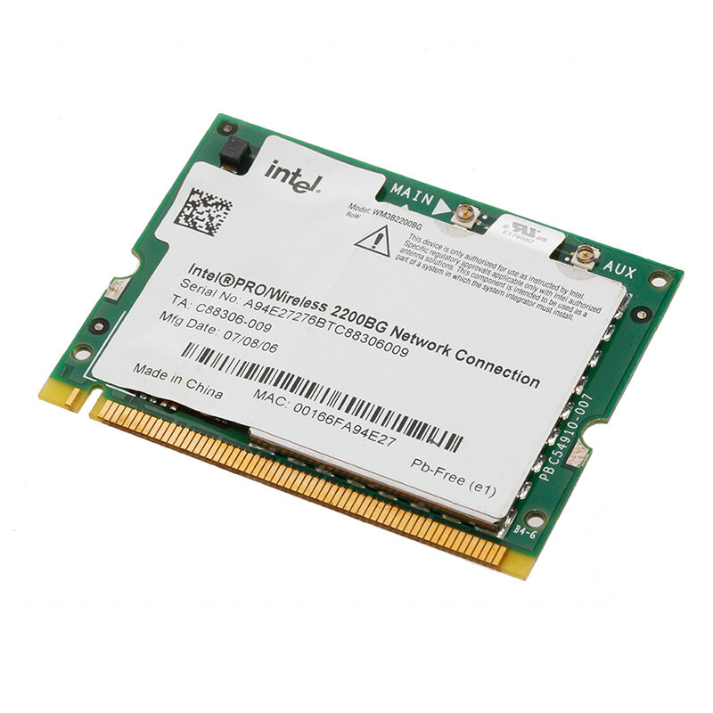Intel Pro/Wireless 2200BG 802.11B/G Mini karta sieciowa PCI WIFI dla Toshiba Dell Drop Shipping