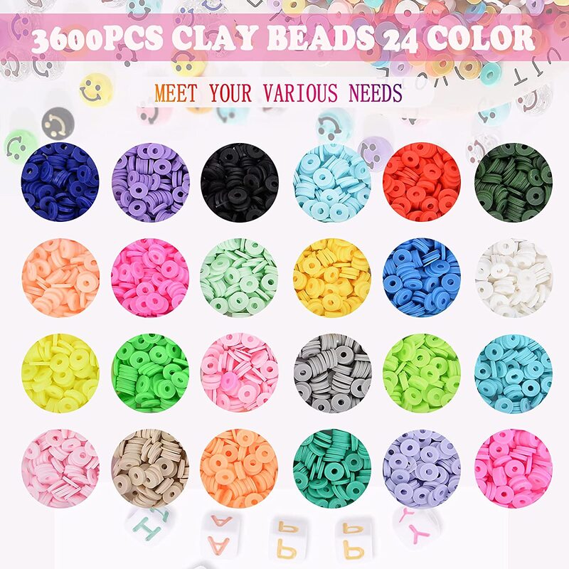 Jewellery Bracelet 6mm Flat Round Polymer Clay Beads Chip Disk Spacer Handmade For Girl DIY  Making