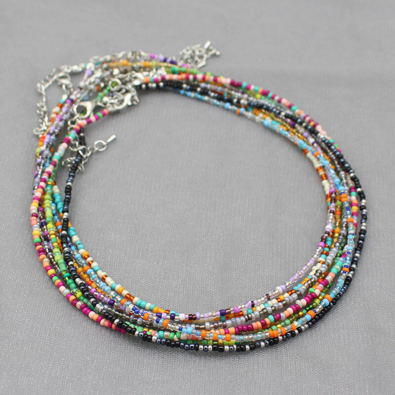 Ожерелье-чокер с простыми бусинами из ниток женское ожерелье-нитка очаровательное цветное богемное колье ручной работы женское ювелирное изделие подарок
