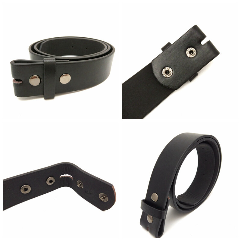 Accessori per cinture fai-da-te cintura in pelle PU nera senza fibbia per uomo da 105 a 130cm lunghezza 3.8cm larghezza