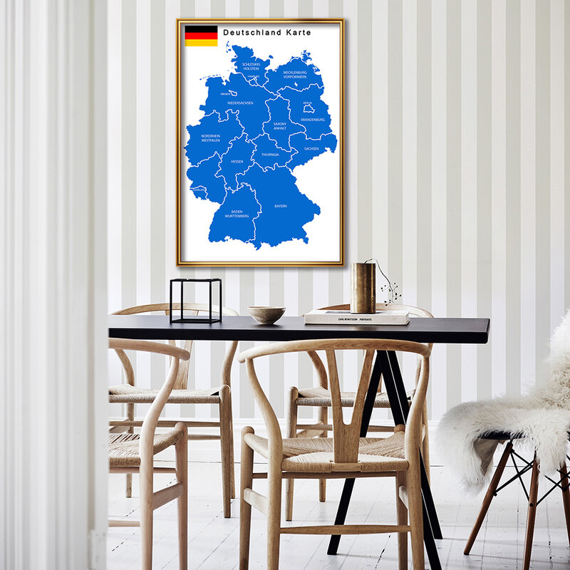 42*59cm Political Map of The Germany In German Small Poster Canvas Painting Travel School Supplies Home Decoration