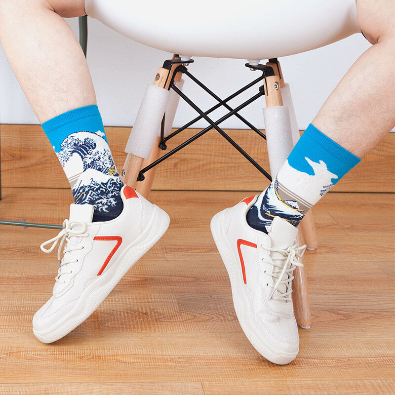 Лидер продаж, Классические мужские носки в стиле ретро на осень и зиму, мужские носки известной всемирно известной живописи Ван Гога, масляные носки