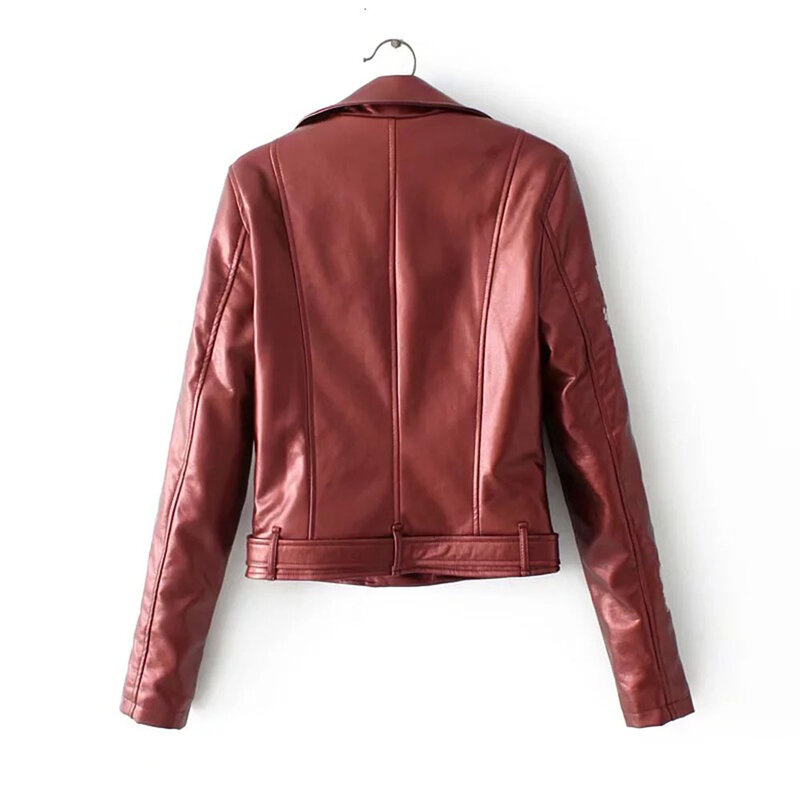 女性のためのフェイクレザーの刺jacketジャケット,黒の婦人服,ファッショナブル,秋,2019