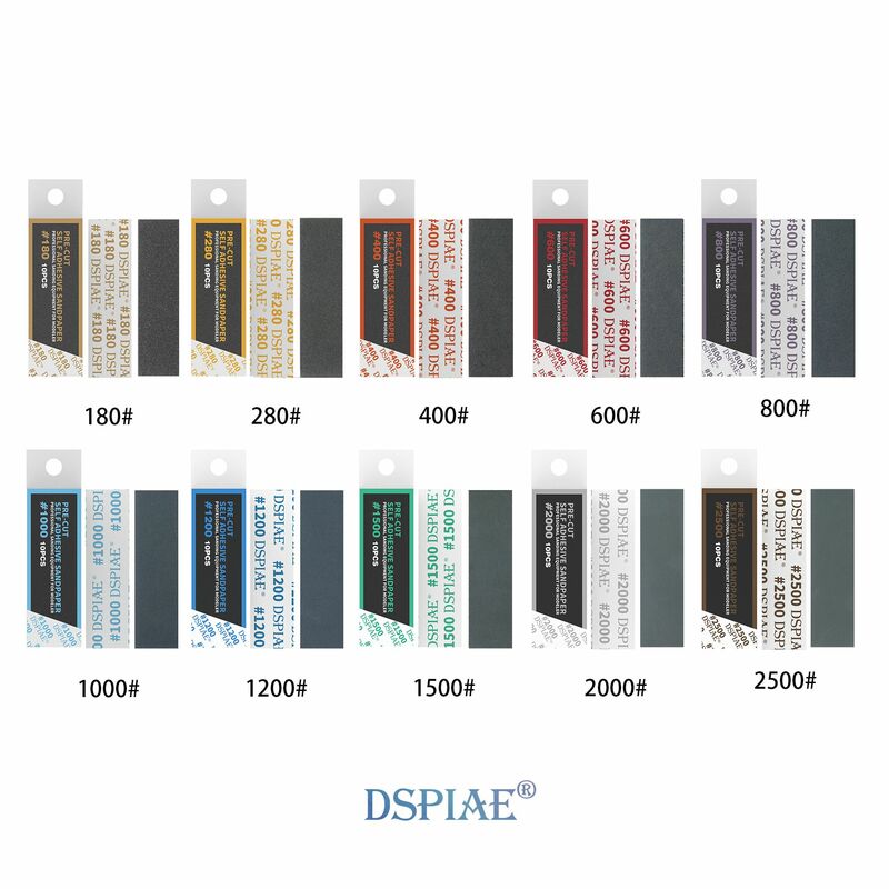 DSPIAE – lot de 10 boîtes de papier adhésif, 180 # ~ 2500 #, idéal pour la découpe