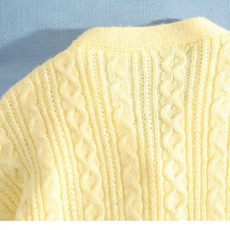 Zuolunouba 2020 Winter Handmade Chain Link Sweater Women Fresh And Sweet Loose Wild Cartoon Ladies Knitted Cardigan