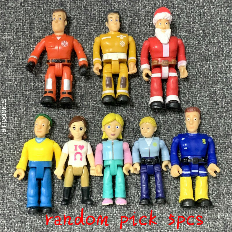 Lote 5 uds. Original de la articulación móvil bombero Sam acción PVC figuras juguetes para niños elegir al azar