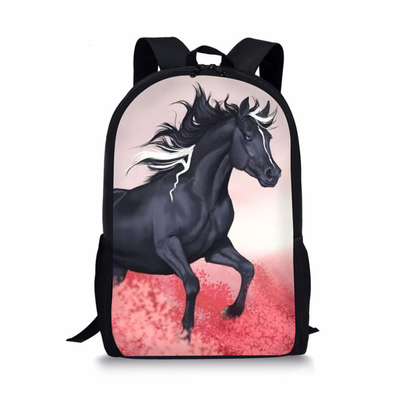 Mochila de viaje con estampado de unicornio y caballo para niños, morral escolar con estampado de animales bonitos, a la moda
