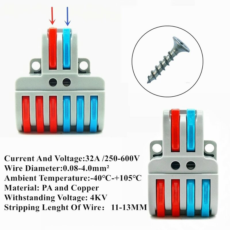 1 TEILE/LOS Mini Schnelle Draht-anschluss 2 In 4/6 Aus Draht Splitter Terminal SPL-24/26 Kompakte Verdrahtung Kabel Stecker push-in Leiter