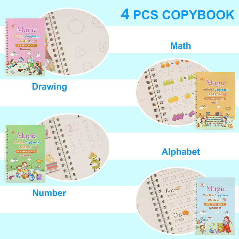 27 Buah/Set Buku Copybook Latihan Sihir Tenggelam Gratis Buku Anak-anak Tulisan Tangan Buku Copybook Latihan Ajaib untuk Buku Kaligrafi Montessori