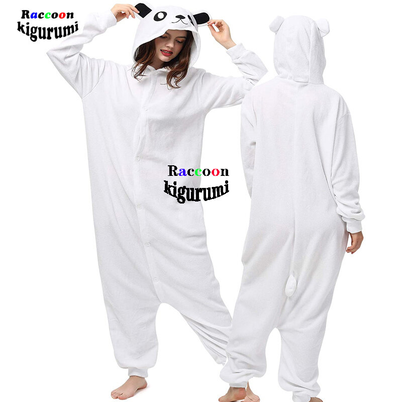 Pijama de una pieza de oso Polar para hombre y mujer, traje de Cosplay de Animal para adultos, Halloween, Carnaval, mono de casa, mono de mapache, Kigurumi