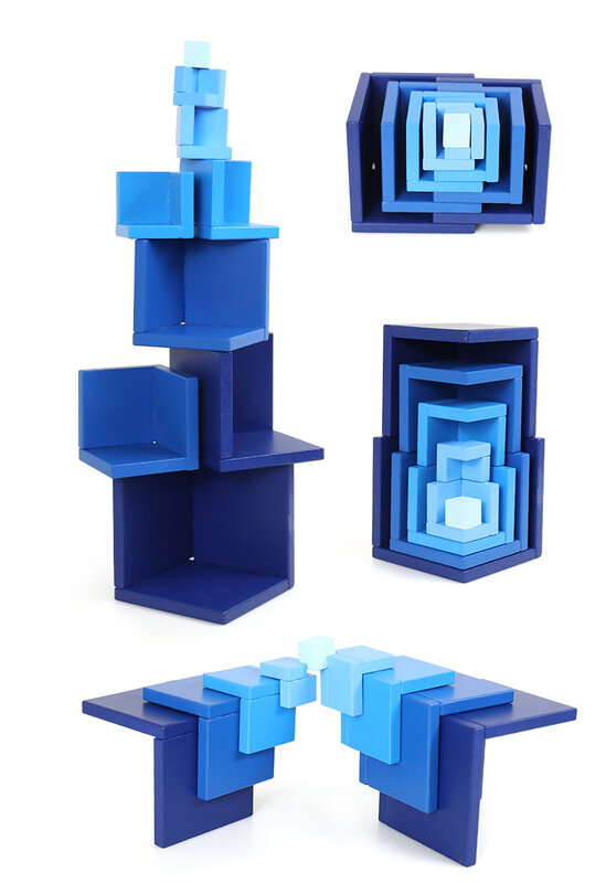 Giocattoli di legno arcobaleno impilabile blocchi cubici/bambini cubo di legno creativo blocchi regalo giocattolo Montessori