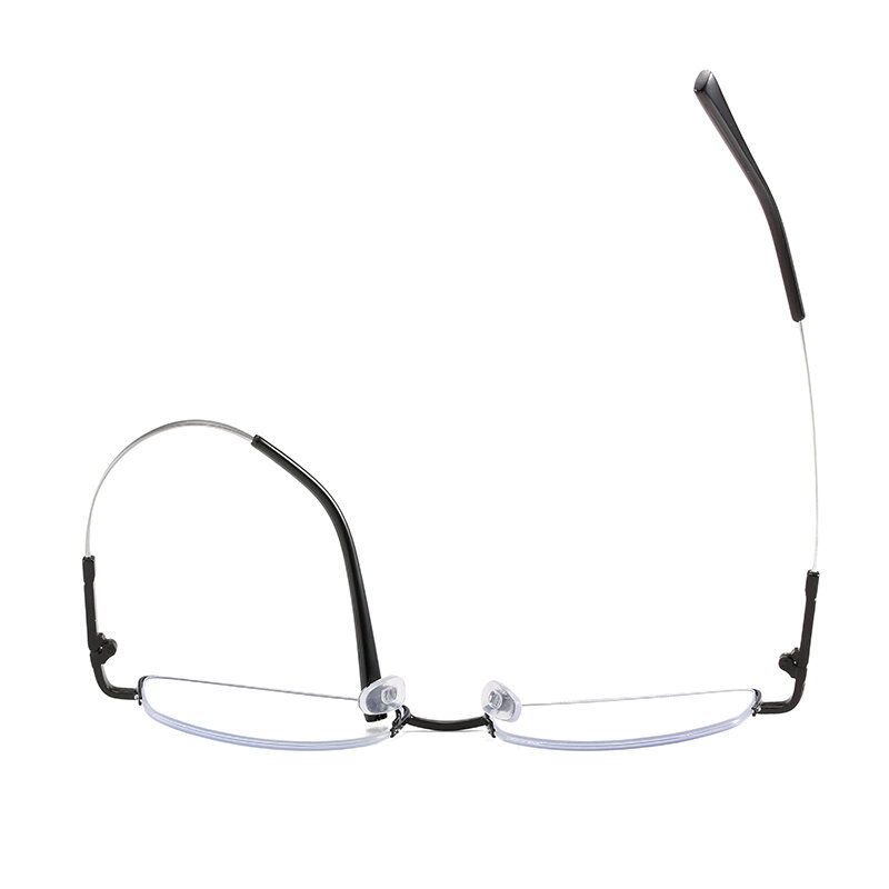 ハーフフレームメモリメタル楕円形近視メガネ、エレガントな女性の樹脂レンズ、近視矯正メガネ、0、-0.5、-1.0〜-6.0
