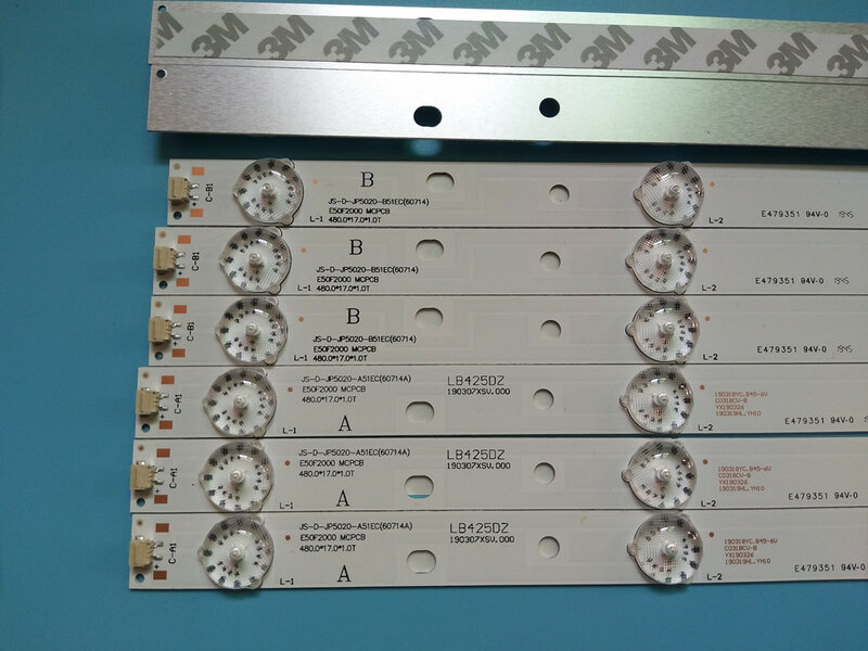 Bande de rétroéclairage LED pour PHILIPS TV 50 ", 5 lampes, B51EC, D50-F2000, JS-D-JP5020-A51EC