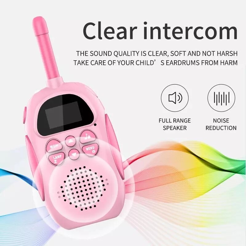 Walkie-talkie portátil para niños, Radio UHF con cordón, Mini interfono, juguete, regalo de cumpleaños, 3KM de alcance, 2 unidades por juego