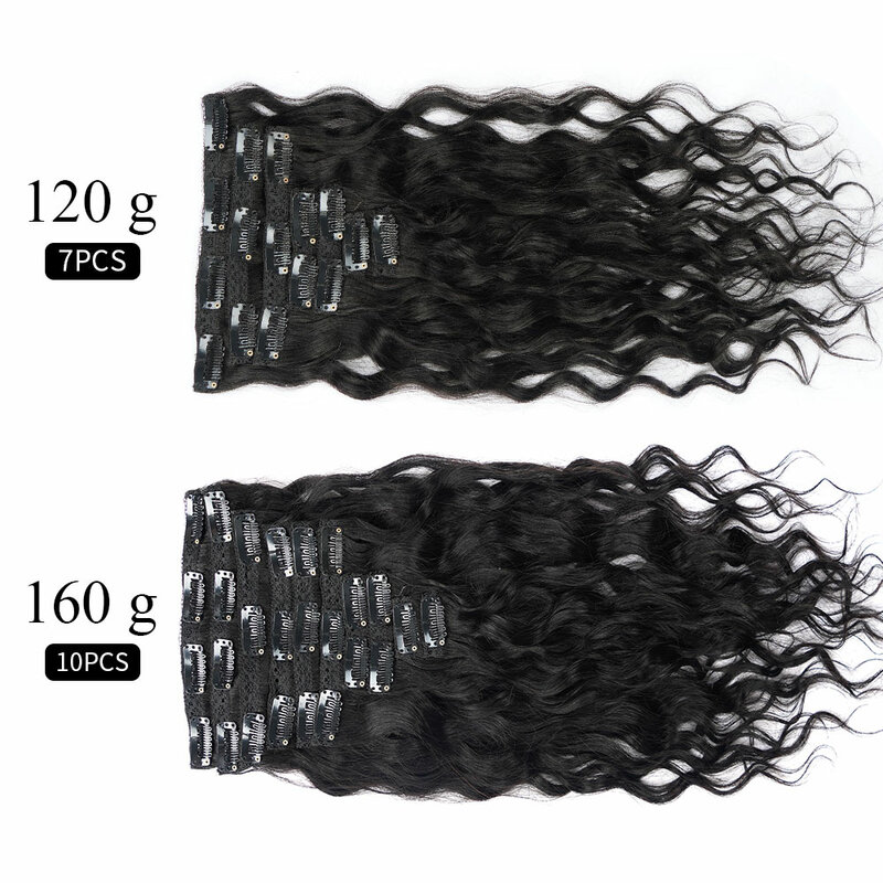 Doreen 120G 140G Reale Natürliche Lockiges Menschliches Haar Clip in Extensions Maschine Remy Brasilianische Haar Wellenförmige Frisur 7 teile/satz Clip ins