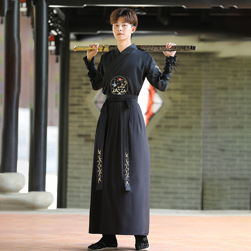 Pakaian Cosplay Samurai Kimono Antik Jepang Cardigan Bordir Bangau Chikumi Hanfu Pria Wanita Yukata Lengan Penuh Retro