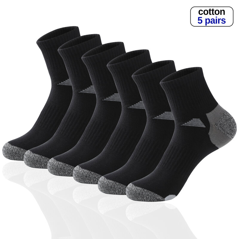 5 paia/lotto calzini da uomo di alta qualità in cotone nero Casual Run calzini sportivi all'aperto calzini da ciclismo traspiranti Sokken taglia 38-44