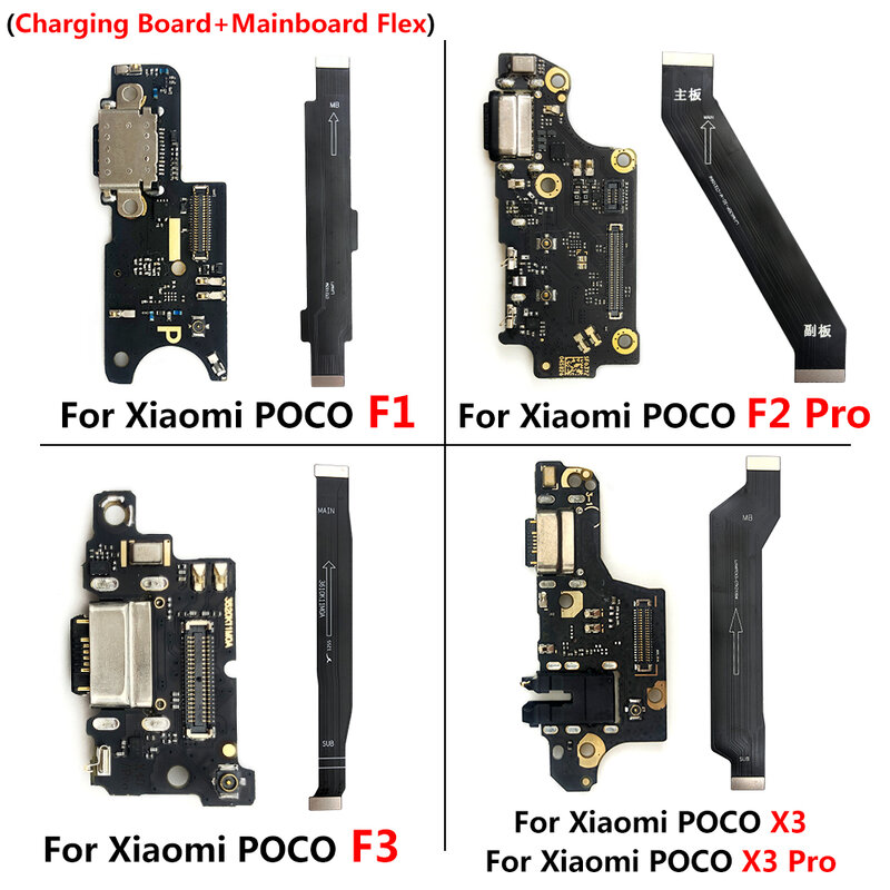Nuevo para Xiaomi Poco F2 Pro F1 F3 X3 Pro, placa de carga de alimentación USB, conector de puerto de enchufe con placa base, Cable flexible