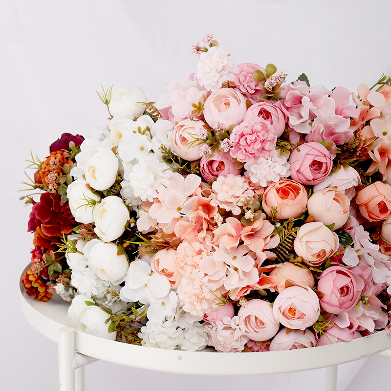 Bouquet de roses artificielles de haute qualité, hortensia hybride, fausses fleurs en soie, décoration d'automne, bricolage, décor de jardin de maison, de mariage