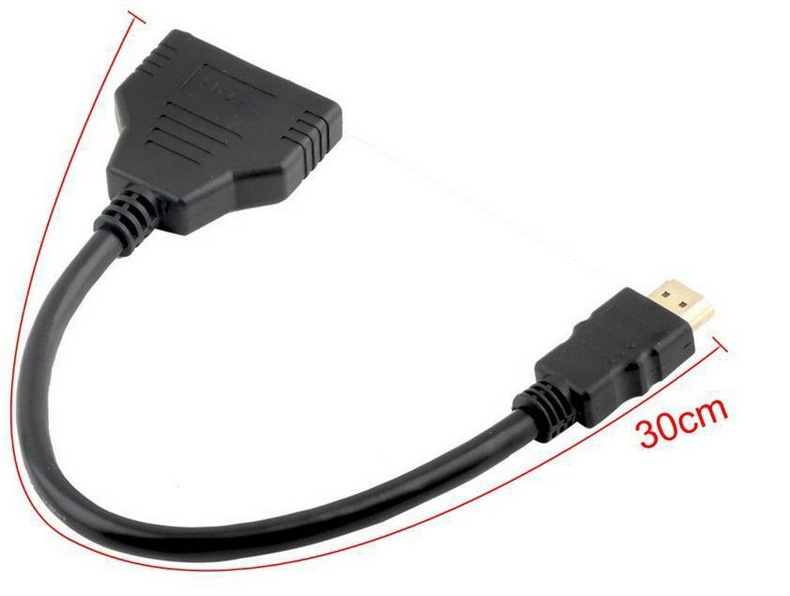 Satu Input Dua Output HDMI Kompatibel Splitter 1X2 Kabel Adaptor Kembar HDMI Kompatibel Splitter