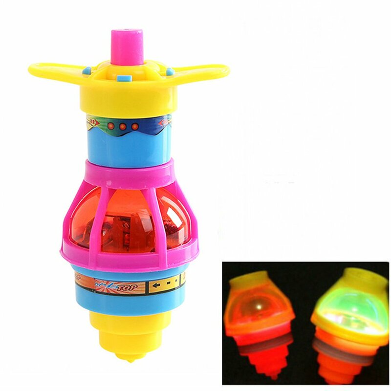 Top giratório luminoso criativo para crianças, brinquedo de enrolamento colorido, prêmio estudantil, cor aleatória, 3 peças