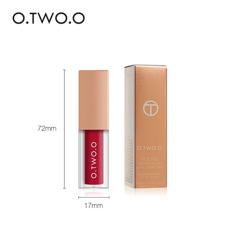 O.TWO.O 4pcs/set Multi Effect Lip Gloss Blush Liquid Orange Pink Red Color Smooth Pigment Soft Silky Cosmetic