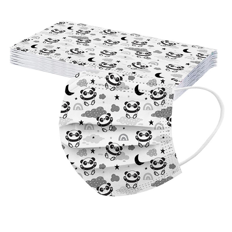 10/100Pcs Kids Wegwerp Mond Maskers Masque Kinderen Cartoon Panda Print Gezicht Shield Mask 3 Lagen Beschermende Mascarillas ninos