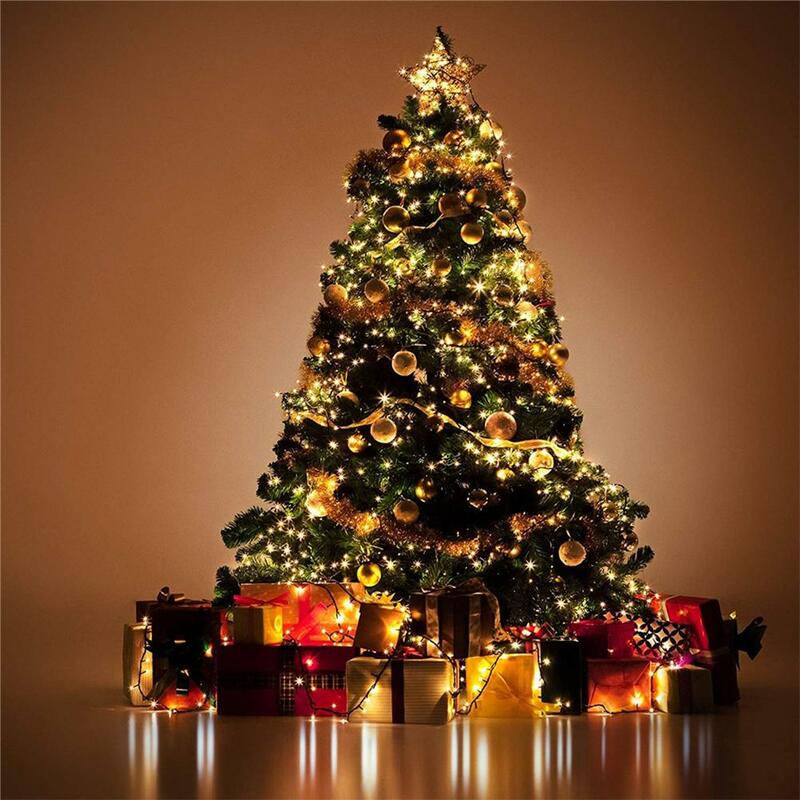 Guirxiété lumineuse de Noël avec télécommande, décoration en cuivre, 100LED, # W0