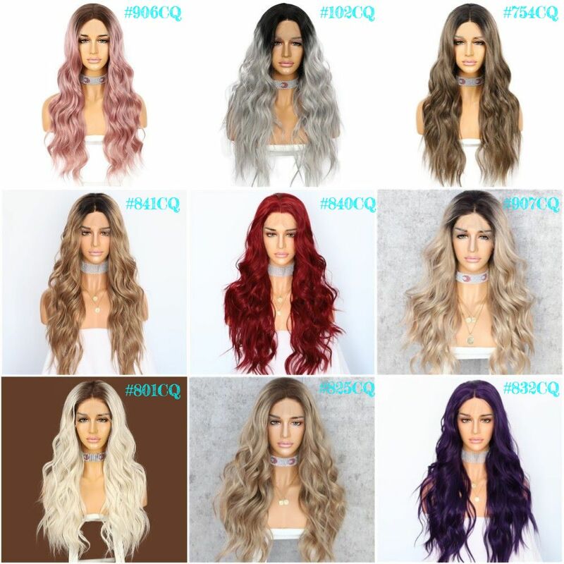 Synthetic Lace Front Wigs Qulity Big Wave Pre-plucked Heat Resistant Women's Hair Brown Daily Wedding Dancing Party Cosplay Wigs