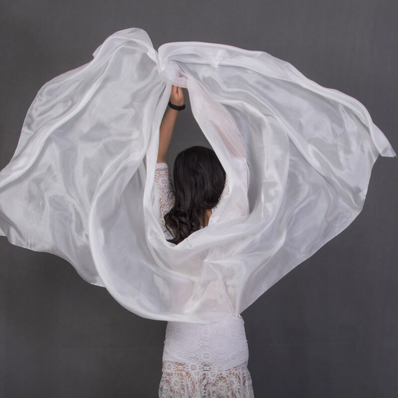 100% soie Performance danse couleur unie Texture légère voile châles femmes écharpe Costumes accessoires danse du ventre voiles 250cm x 110cm
