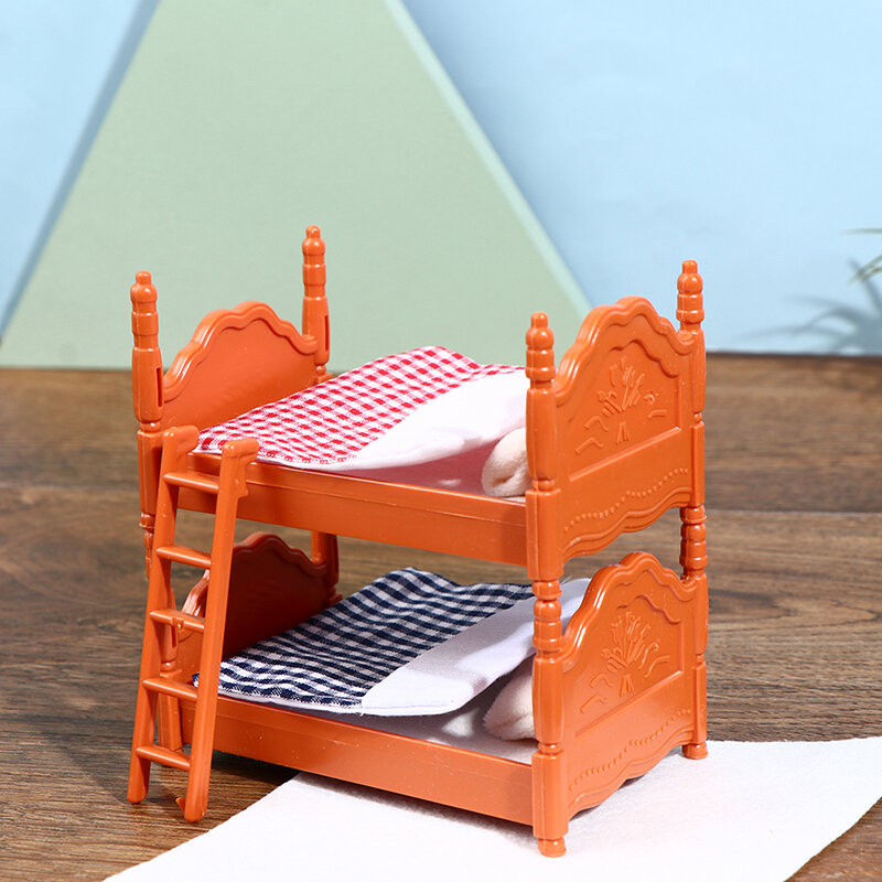 1 Set Creative Doll House Mini Bedroom Children Mini Double Bed Furniture Scene Toy Dollhouse Decoration Accessories Kids Gift