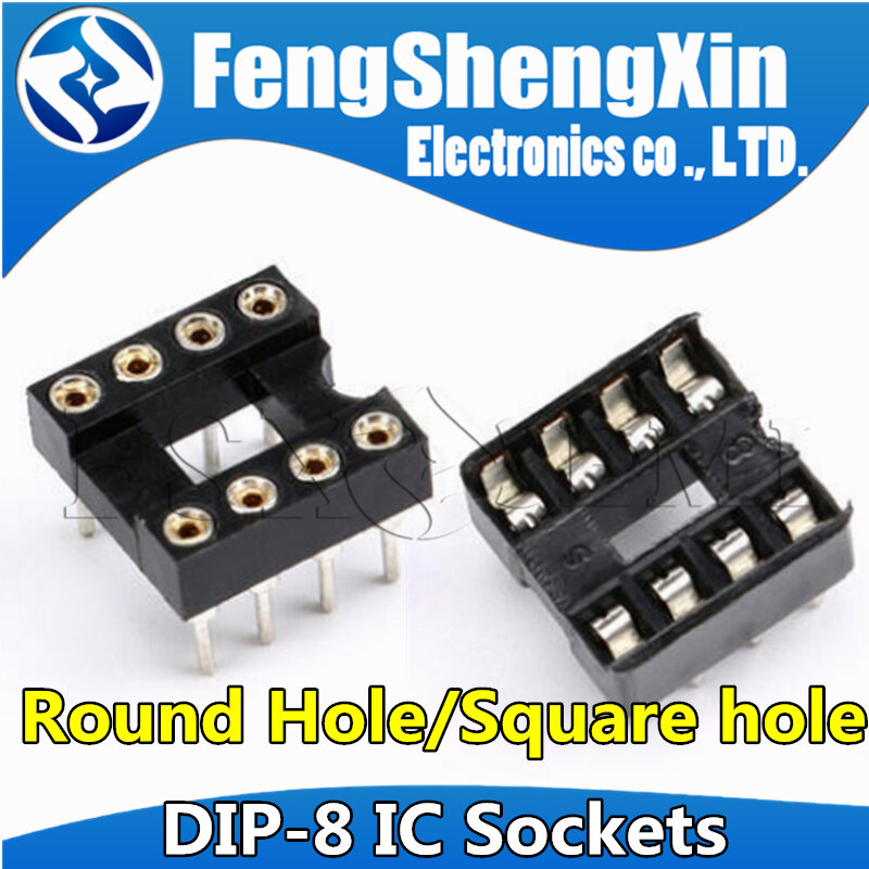 20 pces dip-8 furo quadrado redondo 8 pinos 2.54mm dip dip8 ic soquetes adaptador tipo conector de solda ic