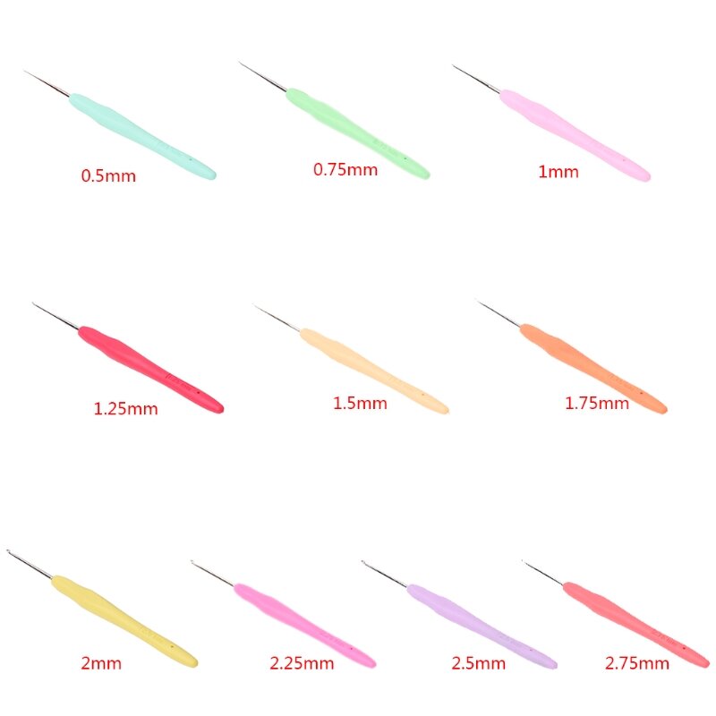 Agulhas de crochê de metal, ferramenta com empunhaduras ergonômicas 0.5-2.75mm, 1 peça