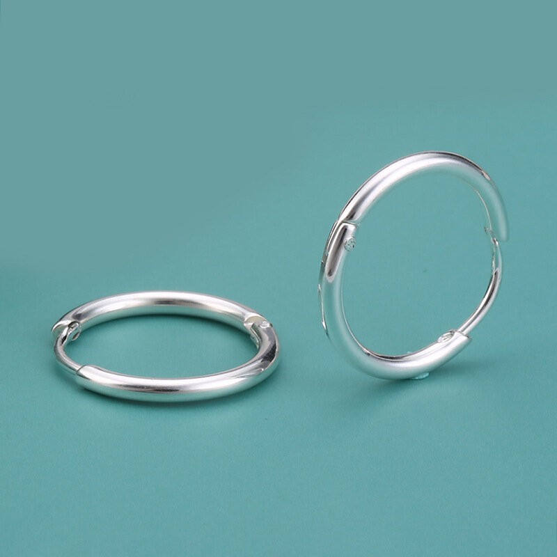 1 pair 2mm Thin Circle Silver color Small Hoops Earring Stainless Steel Anti-allergic Ear Bone Buckle Earring Gothic Ear Jewelry