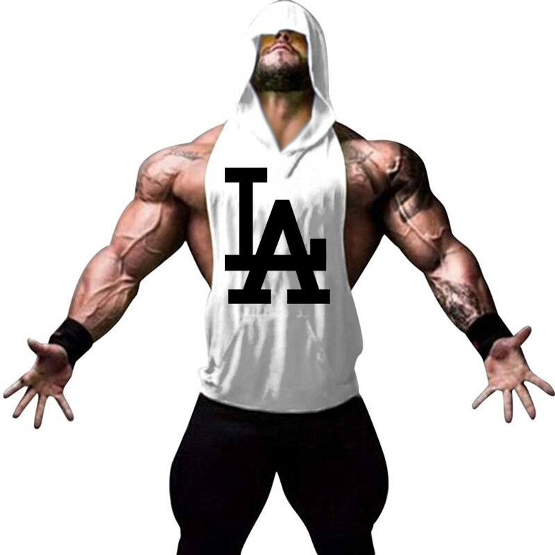 Summer Brand Clothing Bodybuilding Hooded Sleeveless Shirt Fitness Mens Tank Top Muscle Vest Cotton Gym Tank Top Sportswear